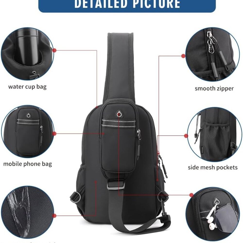 Adjustable Waterproof Sling Backpack With Phone H… - image 4